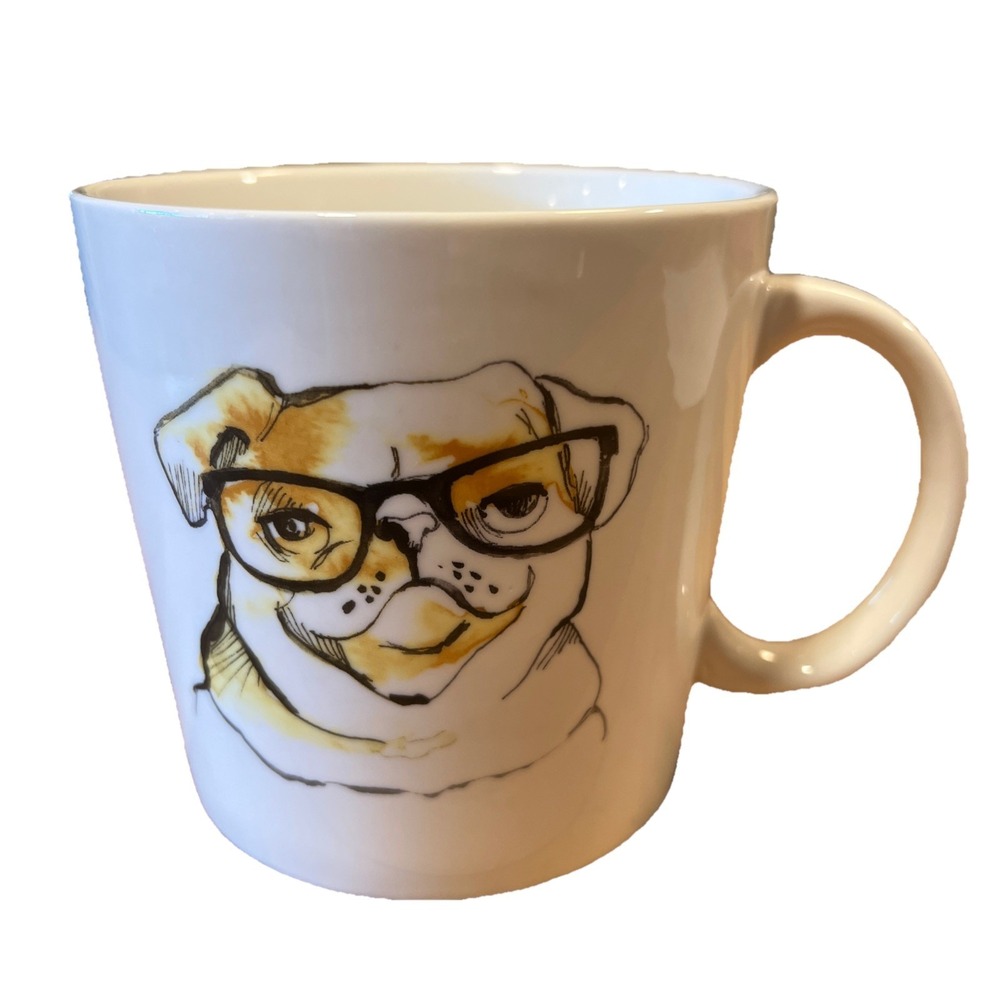 Catherine Malandrino Dog w/ Glasses 20oz.  Large Coffee Tea Mug